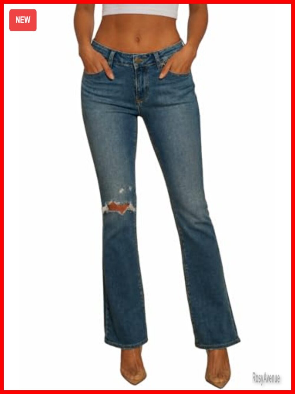 Stretch Low Rise Skinny Distressed Flare Jeans